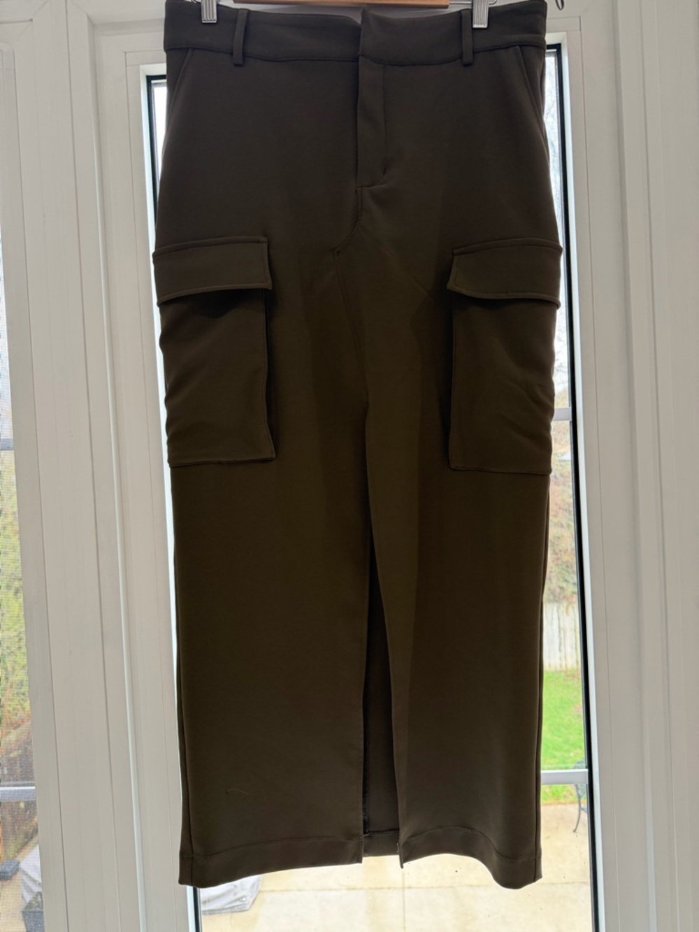 Zara Olive Green Women’s Cargo Skirt with Flap Pockets and Slit